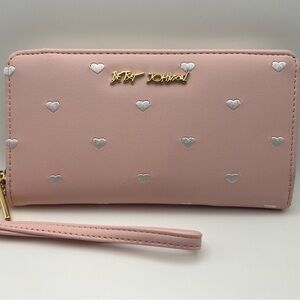 Betsey Johnson Blush Pink Wallet with Silver Hearts